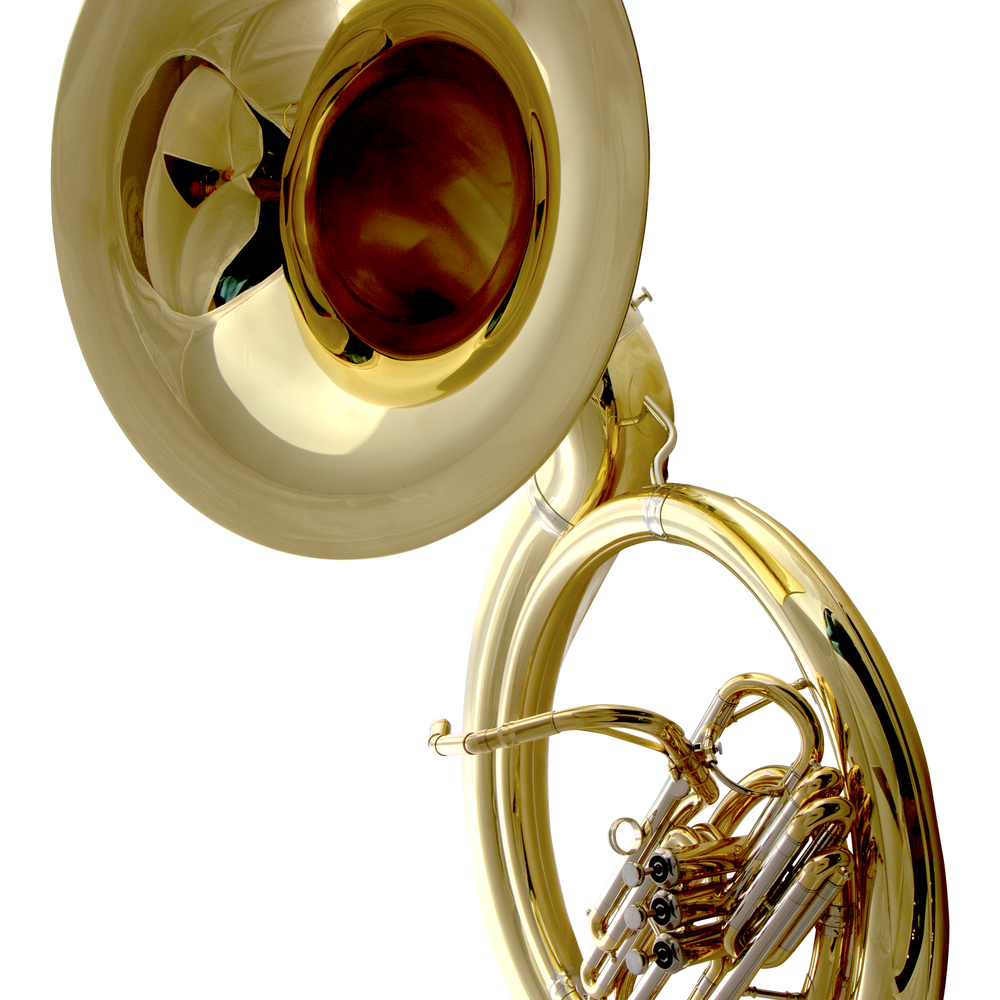 Shiny John Packer JP2057 Sousaphone with large bell and responsive valves, ideal for marching bands.